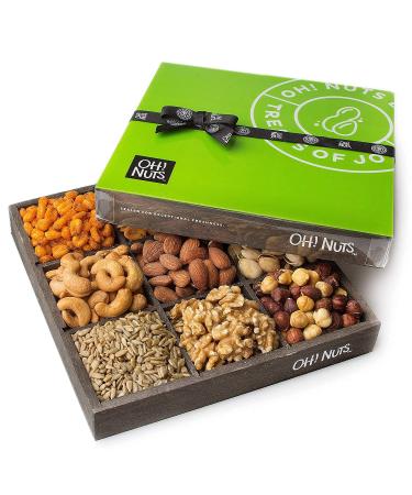 Premium Oh! Nuts Mixed Nuts Gift Basket - Roasted Healthy Gourmet Snack | Variety Holiday Gift for Men, Women, Birthday, Anniversary | Large Wood Food Basket - Corporate Tray - Buy Online on GoSupps.com
