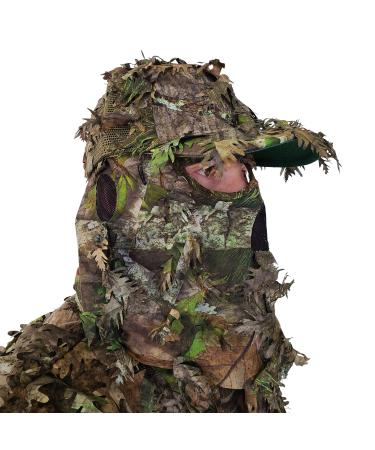 QuikCamo Mossy Oak Camo Hat with Built-in 3D Leafy Face Mask, Turkey Hunting Gear (Adjustable Velcro Closure) Nwtf Mossy Oak Obsession Leafy Camo