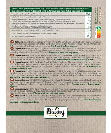 Buy Biojoy Organic Ceylon Cinnamon Sticks 250g - Whole 8-12 cm | Premium Cinnamomum Verum for International Shipping - Buy Online on GoSupps.com