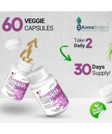 AzmaBiotech Organic Echinacea Capsules 1000mg 60 Vegan Capsules Immune Support & Cold Relief Anti-Inflammatory Properties 30-Day Supply Made in Canada Non-GMO Gluten-Free - Buy Online on GoSupps.com