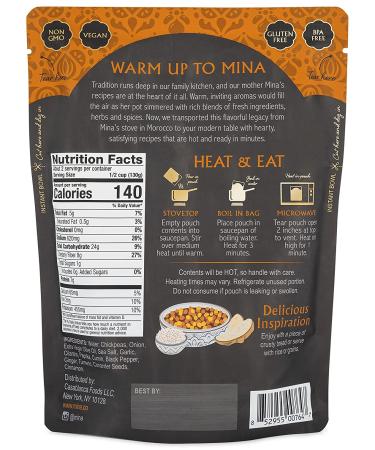 Mina Moroccan Chickpea Stew 10 oz - Ready to Eat Vegan Meal | High in Plant-Based Protein, Non-GMO, Gluten-Free, Kosher, Microwavable - Buy Online on GoSupps.com