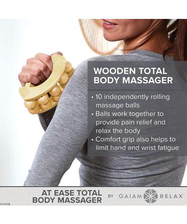 Gaiam Relax Massage Ball Roller - Handheld Wooden Total Body Massager | Deep Tissue Relief for Back, Neck, Foot, Calf, Leg, and Arm - Buy Online on GoSupps.com