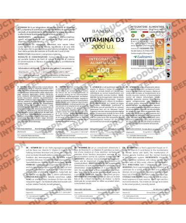 Bandini Vitamin D3 60 000 IU/month Vegetarian Tablets Bone Health Immune System Muscles High Dose Vitamins D 50 g Vit D + 50mcg Cholecalciferol (200 Count (Pack of 1)) - Buy Online on GoSupps.com