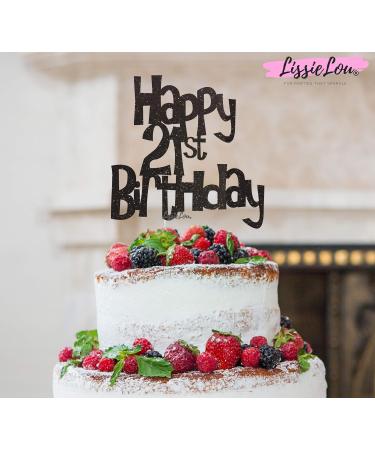 Happy 21st Birthday Cake Topper Decoration in Fun Style (Made in UK) - Black - Buy Online on GoSupps.com