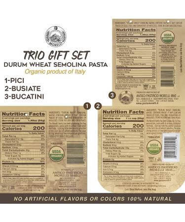 Morelli Busiate Pici and Bucatini Organic Pasta Variety Pack - Imported Italian Sampler - 3-17.6 oz Packages of Gourmet Pasta from Italy - Buy Online on GoSupps.com