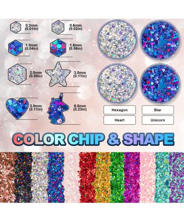 Buy Silver & Purplish Blue Holographic Chunky Glitter - 4 Pots 32g | Festival & Rave Accessories with Quick Dry Primer Glue Gel - Buy Online on GoSupps.com