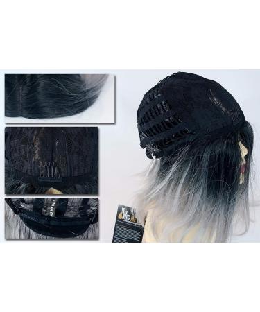 WIG ME UP TYS-896-1BTT-T0906 Women's Long Bob Ombre Wig - Black Grey Clavi-Cut Shoulder Length Hairstyle - Buy Online on GoSupps.com