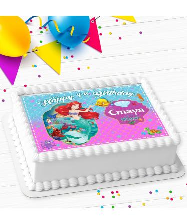PRINCESS ARIEL BIRTHDAY PERSONALISED ICING EDIBLE COSTCO CAKE TOPPER R1-7782 - Buy Online on GoSupps.com
