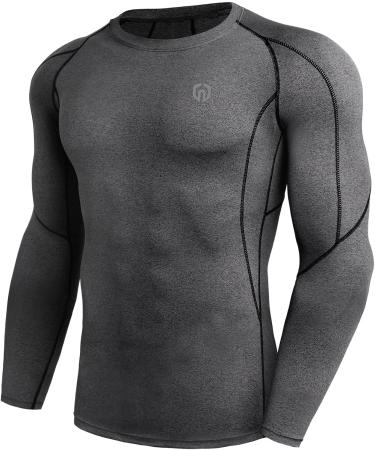 NELEUS Men's 3 Pack Dry Fit Long Sleeve Compression Shirts - Black/Red Stripe, Grey, White 3 Pack - Large 5030 - Workout Running Shirts - Buy Online on GoSupps.com