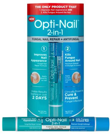 Opti-Nail 2-in-1 Fungal Nail Repair Plus Antifungal, Improves Nail Appearance and Kills Fungus Around Nail.