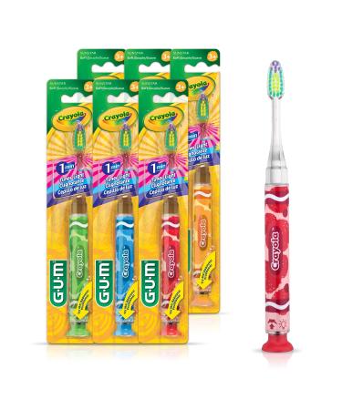 GUM - 10070942124895 Crayola Kids' Timer Light Toothbrush Ultra Soft Ages 3+ Assorted Colors Pack of 6 6 Brushes