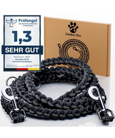 Test grade: very good - dog leash reflecting i 2m adjustable weatherproof & tearproof up to 250 kg i paracord Kleine reconciliation i small - large dogs black 2 m dogs from 15 kg