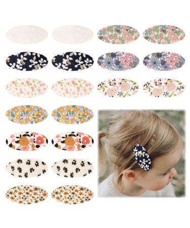 Hair Clips for Womens Girls 20 Pcs Hair Accessories for Girls 2.5 Inch Snap Hair Clips No Slip Fabric Metal Barrettes for Baby Toddlers Kids Teens floral pairs