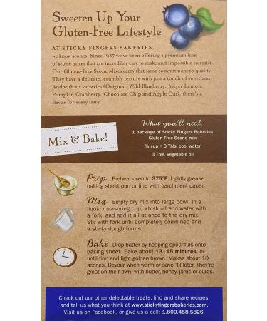 Sticky Fingers Bakeries Gluten Free Scone Mix Wild Blueberry 14oz - Pack of 3 - Buy Online on GoSupps.com