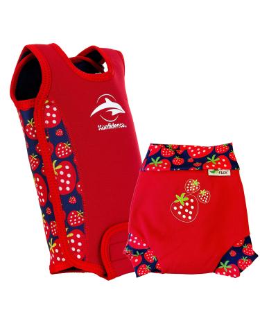 Konfidence Baby Swim Set - Babywarma & Splashy Swim Nappy Cover (Strawberry BWRB06-12 ESN142-09)