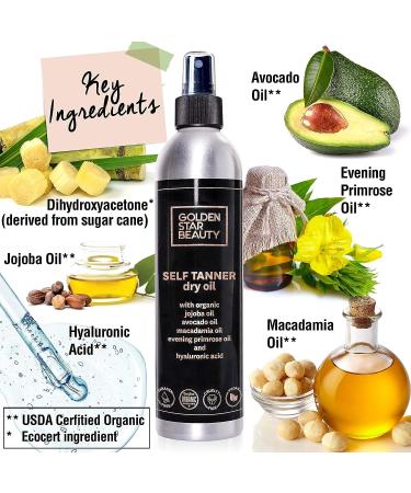 Self Tanner Serum & Dry Oil with Hyaluronic Acid and Organic Oils - Best Sellers for Golden Glow - Buy Online on GoSupps.com
