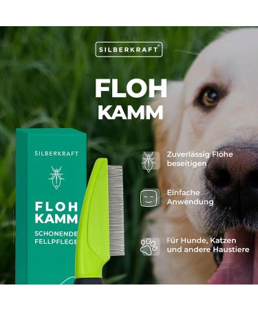 Silver Power Flea Comb for Dogs Cats & Pets - Gentle Metal Tines for Effective Flea Tick & Parasite Removal - Buy Online on GoSupps.com