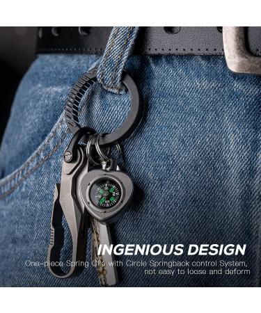 TISUR Titanium Round Carabiner Clip - Black Small Keychain D-Ring Spring Hook Key Ring - Buy Online on GoSupps.com