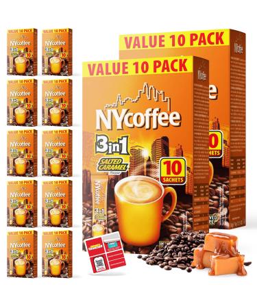 SOL 100pk Bulk NY 3 in 1 Coffee Sachets Salted Caramel Sachet and SOL Stickers Case Pack NY Coffee 10 x 10 Coffee Sachets 3in1 - Buy Online on GoSupps.com