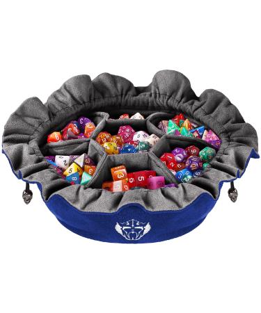 Immense Dice Bags with Pockets - Blue - Capacity 150+ Dice - Great for Dice Hoarders - by CardKingPro Patented Design