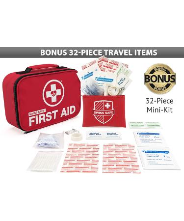 Swiss Safe 2-in-1 First Aid Kit (120 Piece) + Bonus 32-Piece Mini Kit - Compact & Lightweight for Emergencies at Home, Outdoors, Car, Camping, Workplace, Hiking & Survival - Buy Online on GoSupps.com