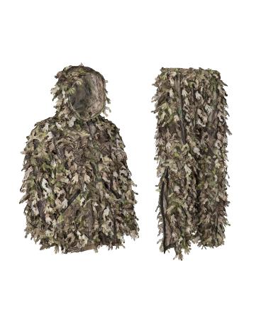 North Mountain Gear Ghillie Suit - Camo Hunting Suit - 3D Leafy Suit - Woodland Camouflage Jacket & Pants - Breathable Woodland Green X-Large