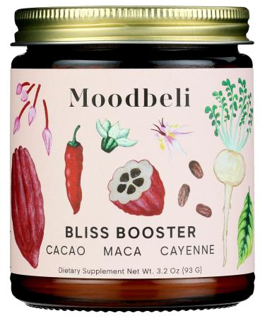 MOODBELI BLISS BOOSTER - Organic Cacao, Maca, & Cayenne Powder - Vegan, Sugar Free, & Dairy Free - 3.2 Oz / 93 G - 50 Servings