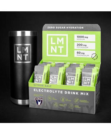 LMNT Keto Electrolyte Powder Packets | Paleo Hydration | Citrus Salt | No Sugar & Artificial Ingredients | 30 Stick Packs - Buy Online on GoSupps.com