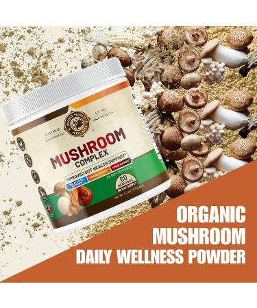 WHOLE WORLD WELLNESS Organic Mushroom Complex Powder | Immune Defense, Energy & Focus Support | Reishi, Lion's Mane, Chaga | Dairy Free & Soy Free | 60 Servings | Made in The USA. - Buy Online on GoSupps.com