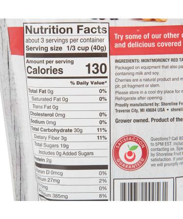 Cherry Bay Orchards Montmorency Tart Cherries - Dried & Unsweetened - 4oz Bag | 100% Domestic, Natural, Kosher, Gluten & GMO Free - Buy Online on GoSupps.com