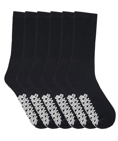 Different Touch Diabetic Socks With Grip Non Binding Top Anti Skid/Slip Cotton Men or Women (Pack of 6) 9-11 Black