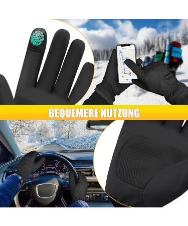 Ihuan Winter Gloves for Men & Women - Touchscreen Windproof Waterproof Slip-Resistant Sports Gloves for Cycling Running Skiing Hiking - Black - Buy Online on GoSupps.com