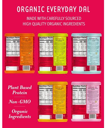 Maya Kaimal Foods Organic Indian Dal Variety Pack, 6-Pack 10oz Ready-to-Eat Meals - Vegan, Kosher, Microwavable - Lentils, Beans, Squash, Coconut, Peas - Buy Online on GoSupps.com