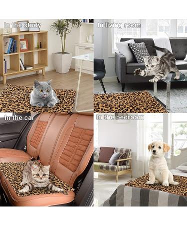 FLYSTAR Self-Heating Cat Bed Mat - Leopard Print Soft Flannel & Cotton - Machine Washable - Ideal for Small, Medium, Large Cats/Puppies - 15.7 * 19.7 - Buy Online on GoSupps.com