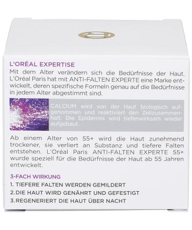 L'Or al Paris Night Care - Anti-Aging Moisturizing Cream with Calcium for Wrinkles - Expert 55+ | 2 Pack (50 ml each) - International Shipping Available - Buy Online on GoSupps.com