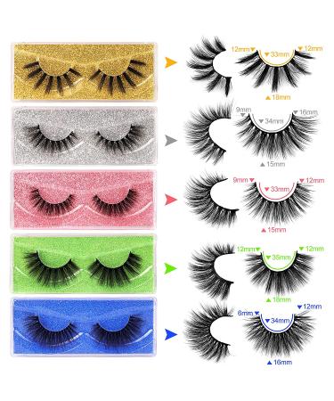 Lanflower 3D Faux Mink False Eyelashes - 10 Natural Look Styles, Pack of 10 Pairs - Buy Online on GoSupps.com