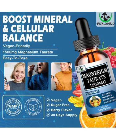Magnesium Taurate Liquid Drops High Absorption Magnesium Taurate 1500mg for Cardiovascular Health Muscle Joint and Heart Health* Liquid Magnesium Supplement for Adults Women & Men 30 Servings - Buy Online on GoSupps.com