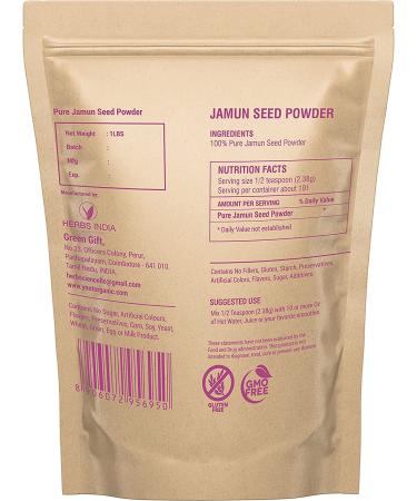 Jamun Seed Powder 16 oz (1 lb) | Indian BlackBerry Fruit Syzygium Cumini | Black Java Plum Eugenia Jambolana - HerbsIndia - Buy Online on GoSupps.com
