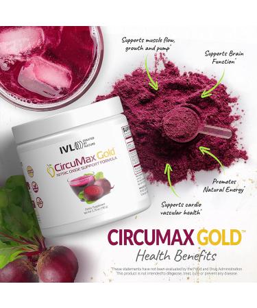 IVL CircuMax Gold Nitric Oxide Supplement - Organic Beetroot Powder & Careflow Mango - 30 Servings for Enhanced Workout Energy - Buy Online on GoSupps.com