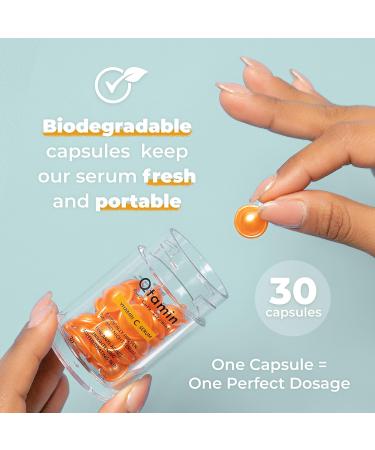 Qtamin Vitamin C Face Serum Capsules - Moisturizing & Anti-Aging Formula (30 Count) - 1oz Bottle - Buy Online on GoSupps.com