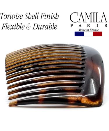 Camila Paris AD66/2 Large Curved Tortoise Shell French Side Combs - Strong Hold Hair Clips for Women - Made in France - Buy Online on GoSupps.com