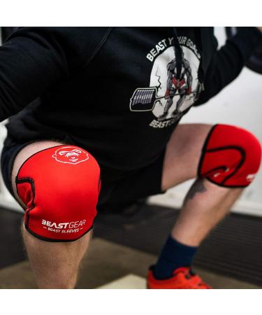Beast Gear Sleeves - Premium 5mm Neoprene Compression Knee Bandages for Weightlifting CrossFit & Run - XL Support & Protection - Buy Online on GoSupps.com