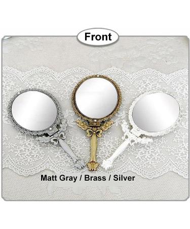 Double Sided Butterfly Design Makeup Mirror with Folding Handle Stand - Large Brass - Buy Online on GoSupps.com