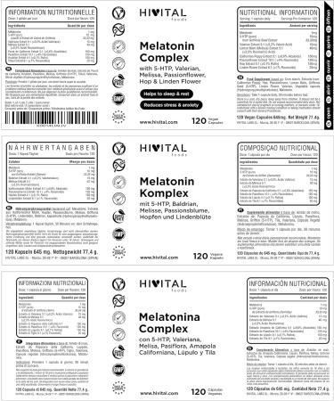 Melatonin Complex | 120 Vegan Capsules for 4 Months | With 5-HTP Valerian Lemon Balm Passionflower California Poppy Hops & Linden | Improves Sleep Rest Reduces Anxiety & Stress - Buy Online on GoSupps.com