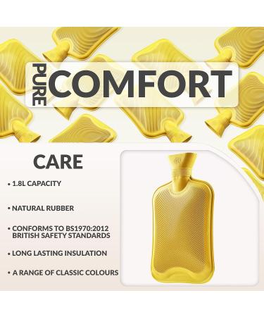 Durable 1.8L Rubber Hot Water Bottle - 2 & 3 Pack - Eco-Friendly Heat Bottles for Adults & Kids - Yellow Bed Bottle for Soothing Relief - Buy Online on GoSupps.com