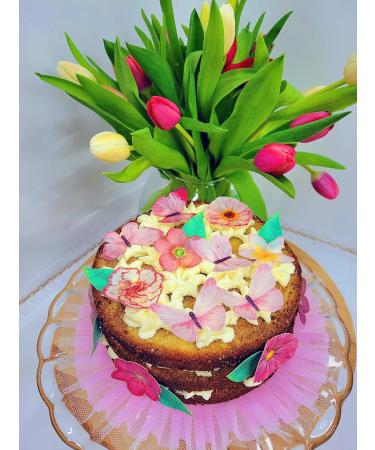PreCut Gorgeous Pink Flowers Edible Wafer Paper Cupcake Cake Dessert Toppers Birthday Party Wedding Decorations (Flowers) - Buy Online on GoSupps.com