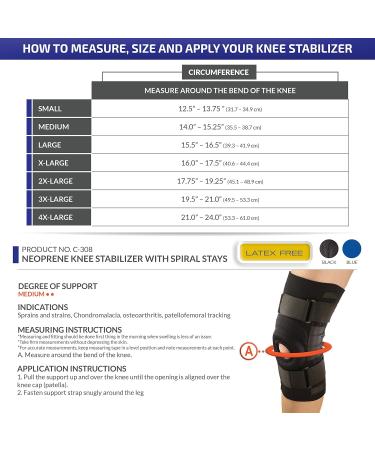 Buy OTC Knee Stabilizer - Neoprene Spiral Stays Medium Blue | International Shipping Available - Buy Online on GoSupps.com