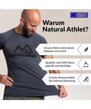 Natural Athlete Slim-Fit Men's Quick-Drying Fitness T-Shirt - Anthracite | Perfect for Gym Bodybuilding & Sports - Buy Online on GoSupps.com