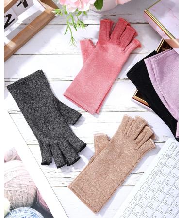 Satinior 5 Pairs Arthritis Compression Gloves - Fingerless Joint Relief Gloves for Daily Work - Large (Black/Gray/Beige/Pink/Purple) - Buy Online on GoSupps.com