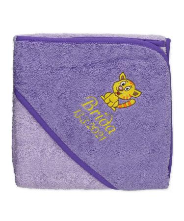 Wolimbo hooded towel personalized with name and motif - purple lilac - 80x80 cm - for baby and children 80x80cm purple / hooded lilac